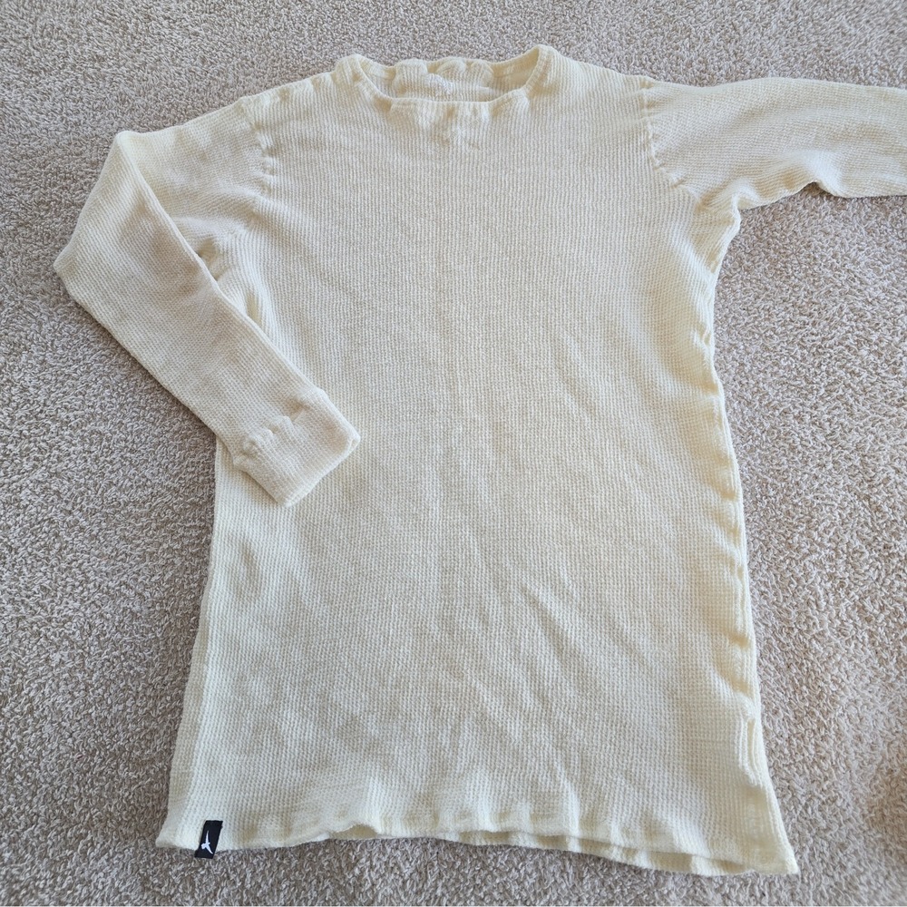 Duckworth Women's Crewneck Waffle-knit Thermal Base-layer Top Cream Sz M
